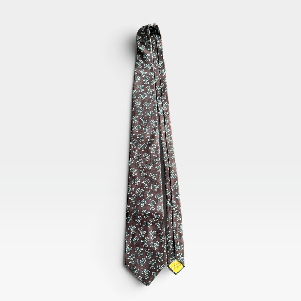 John Frederics‎ Vintage Brown Paisley Silk Tie Union Made Mens Necktie Classic